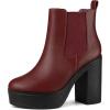 imageAllegra K Womens Platform Chunky High Heels Chelsea Ankle BootsBurgundy