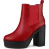 imageAllegra K Womens Platform Chunky High Heels Chelsea Ankle BootsRed