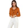 imageAllegra K Womens Ruffle Neck Chiffon Blouse Business Office Vintage Peasant TopCaramel