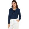 imageAllegra K Womens Ruffle Neck Chiffon Blouse Business Office Vintage Peasant TopDark Blue