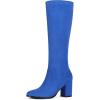 imageAllegra K Womens Side Zipper Chunky Heel Knee High BootsRoyal Blue