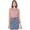 imageAllegra K Womens Swiss Dots Blouse Bracelet Sleeves Chiffon Boho Ruffle Neck TopsPink
