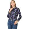 imageAllegra K Womens Tropical Print Blouse Lapel Collar Long Sleeve Elegant Button Down ShirtPurplefloral
