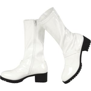 imageAllegra K Womens Mid Calf Boots Chunky Heels Patent Leather GO GO BootsWhite