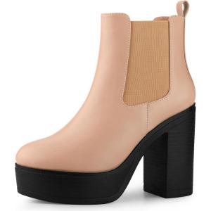 imageAllegra K Womens Platform Chunky High Heels Chelsea Ankle BootsNude