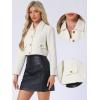 imageAllegra K Button Blazer for Womens Short Suit Collared Crop Tweed JacketApricot