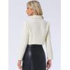 imageAllegra K Button Blazer for Womens Short Suit Collared Crop Tweed JacketApricot