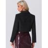 imageAllegra K Button Blazer for Womens Short Suit Collared Crop Tweed JacketBlack