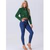 imageAllegra K Button Blazer for Womens Short Suit Collared Crop Tweed JacketGreen