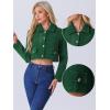 imageAllegra K Button Blazer for Womens Short Suit Collared Crop Tweed JacketGreen