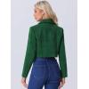 imageAllegra K Button Blazer for Womens Short Suit Collared Crop Tweed JacketGreen