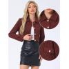imageAllegra K Button Blazer for Womens Short Suit Collared Crop Tweed JacketWine Red