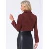 imageAllegra K Button Blazer for Womens Short Suit Collared Crop Tweed JacketWine Red