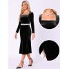 imageAllegra K Elegant Velvet Dress for Womens Square Neck Long Sleeve Cocktail Mermaid Bodycon Midi DressesBlack