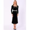 imageAllegra K Elegant Velvet Dress for Womens Square Neck Long Sleeve Cocktail Mermaid Bodycon Midi DressesBlack