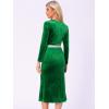 imageAllegra K Elegant Velvet Dress for Womens Square Neck Long Sleeve Cocktail Mermaid Bodycon Midi DressesGreen