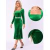 imageAllegra K Elegant Velvet Dress for Womens Square Neck Long Sleeve Cocktail Mermaid Bodycon Midi DressesGreen