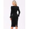 imageAllegra K Fall Velvet Long Sleeve Dress for Womens Feather Sleeve Square Neck Cocktail Party Sexy Bodycon DressesBlack