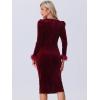 imageAllegra K Fall Velvet Long Sleeve Dress for Womens Feather Sleeve Square Neck Cocktail Party Sexy Bodycon DressesBurgundy