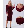 imageAllegra K Fall Velvet Long Sleeve Dress for Womens Feather Sleeve Square Neck Cocktail Party Sexy Bodycon DressesBurgundy