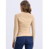 imageAllegra K Mesh Top Women Sheer Long Sleeve Mock Neck Slim Fit Shirts Trendy Fall Outfit Ruched Going Out TopsApricots
