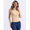 imageAllegra K Mesh Top Women Sheer Long Sleeve Mock Neck Slim Fit Shirts Trendy Fall Outfit Ruched Going Out TopsApricots