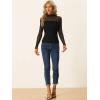 imageAllegra K Mesh Top Women Sheer Long Sleeve Mock Neck Slim Fit Shirts Trendy Fall Outfit Ruched Going Out TopsBlack