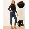 imageAllegra K Mesh Top Women Sheer Long Sleeve Mock Neck Slim Fit Shirts Trendy Fall Outfit Ruched Going Out TopsBlack