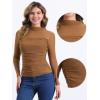 imageAllegra K Mesh Top Women Sheer Long Sleeve Mock Neck Slim Fit Shirts Trendy Fall Outfit Ruched Going Out TopsBrown