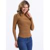 imageAllegra K Mesh Top Women Sheer Long Sleeve Mock Neck Slim Fit Shirts Trendy Fall Outfit Ruched Going Out TopsBrown