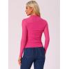 imageAllegra K Mesh Top Women Sheer Long Sleeve Mock Neck Slim Fit Shirts Trendy Fall Outfit Ruched Going Out TopsHot Pink