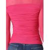 imageAllegra K Mesh Top Women Sheer Long Sleeve Mock Neck Slim Fit Shirts Trendy Fall Outfit Ruched Going Out TopsHot Pink