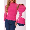 imageAllegra K Mesh Top Women Sheer Long Sleeve Mock Neck Slim Fit Shirts Trendy Fall Outfit Ruched Going Out TopsHot Pink