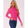 imageAllegra K Mesh Top Women Sheer Long Sleeve Mock Neck Slim Fit Shirts Trendy Fall Outfit Ruched Going Out TopsHot Pink