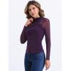 imageAllegra K Mesh Top Women Sheer Long Sleeve Mock Neck Slim Fit Shirts Trendy Fall Outfit Ruched Going Out TopsPurple