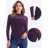 imageAllegra K Mesh Top Women Sheer Long Sleeve Mock Neck Slim Fit Shirts Trendy Fall Outfit Ruched Going Out TopsPurple
