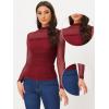 imageAllegra K Mesh Top Women Sheer Long Sleeve Mock Neck Slim Fit Shirts Trendy Fall Outfit Ruched Going Out TopsRed