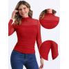 imageAllegra K Mesh Top Women Sheer Long Sleeve Mock Neck Slim Fit Shirts Trendy Fall Outfit Ruched Going Out TopsReds
