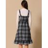 imageAllegra K Plaid Dress for Women Ruffled Sleeveless Vintage Tie Waist ALine Pinafore Overall DressesBlack White