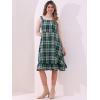 imageAllegra K Plaid Dress for Women Ruffled Sleeveless Vintage Tie Waist ALine Pinafore Overall DressesGreen
