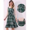 imageAllegra K Plaid Dress for Women Ruffled Sleeveless Vintage Tie Waist ALine Pinafore Overall DressesGreen