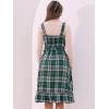 imageAllegra K Plaid Dress for Women Ruffled Sleeveless Vintage Tie Waist ALine Pinafore Overall DressesGreen