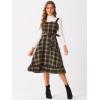 imageAllegra K Plaid Dress for Women Ruffled Sleeveless Vintage Tie Waist ALine Pinafore Overall DressesKhaki Brown