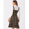 imageAllegra K Plaid Dress for Women Ruffled Sleeveless Vintage Tie Waist ALine Pinafore Overall DressesKhaki Brown