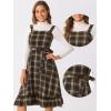 imageAllegra K Plaid Dress for Women Ruffled Sleeveless Vintage Tie Waist ALine Pinafore Overall DressesKhaki Brown