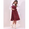 imageAllegra K Plaid Dress for Women Ruffled Sleeveless Vintage Tie Waist ALine Pinafore Overall DressesRed