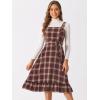 imageAllegra K Plaid Dress for Women Ruffled Sleeveless Vintage Tie Waist ALine Pinafore Overall DressesRed Black