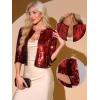 imageAllegra K Sequin Jacket for Womens Sparkly Party 34 Sleeve Open Front Crop Bolero Shrug CardiganRed