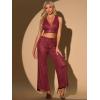 imageAllegra K Sequin Sets for Womens Cocktail Prom Tank Crop Top Wide Legs Pants Sparkle Two Piece OutfitBurgundy