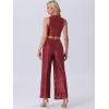 imageAllegra K Sequin Sets for Womens Cocktail Prom Tank Crop Top Wide Legs Pants Sparkle Two Piece OutfitBurgundy